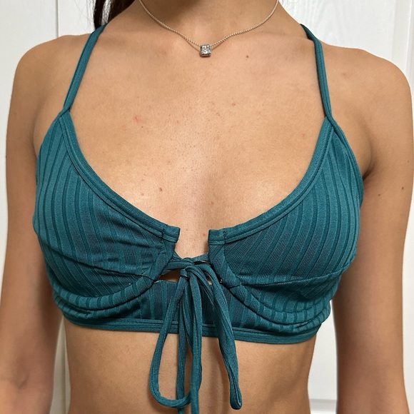 Teal blue bikini top with padding (XS) - Picture 1 of 3